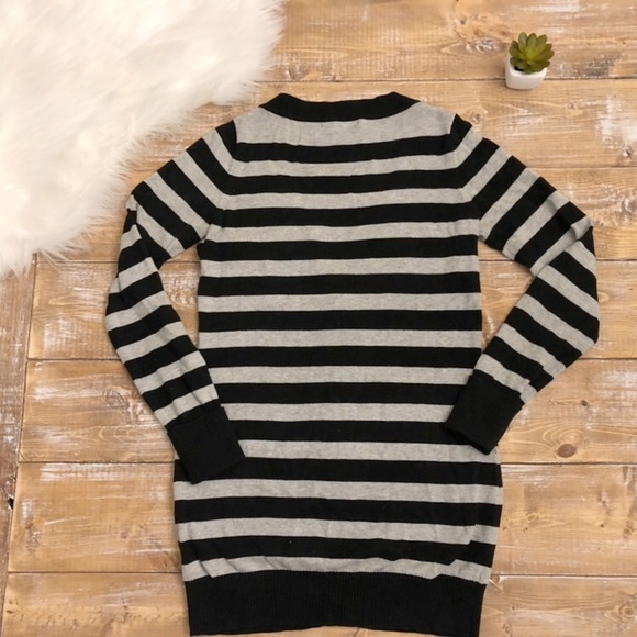 Black and Grey Striped Cardigan - Picture 3 of 4